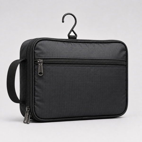 化妆包11展示图A Custom 210D Ripstop Nylon Hanging Toiletry Organizer with Hook