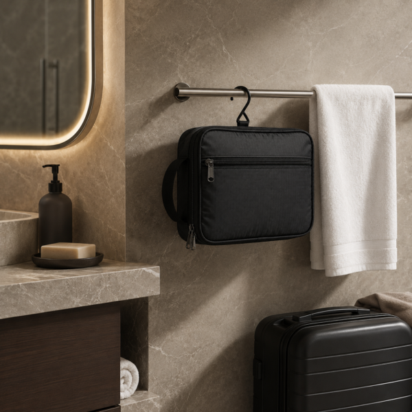 化妆包11展示图C Custom 210D Ripstop Nylon Hanging Toiletry Organizer with Hook