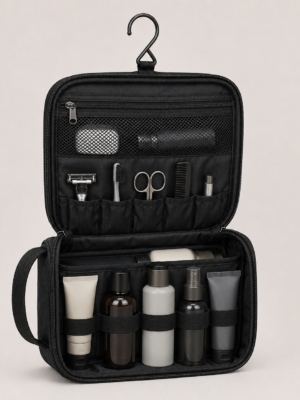 化妆包11展示图E Custom 210D Ripstop Nylon Hanging Toiletry Organizer with Hook