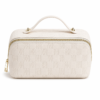 Ivory checkered cosmetic bag front view