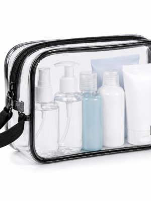 化妆包4展示图A Custom Clear TPU TSA-Friendly Toiletry Bag with Wrist Strap