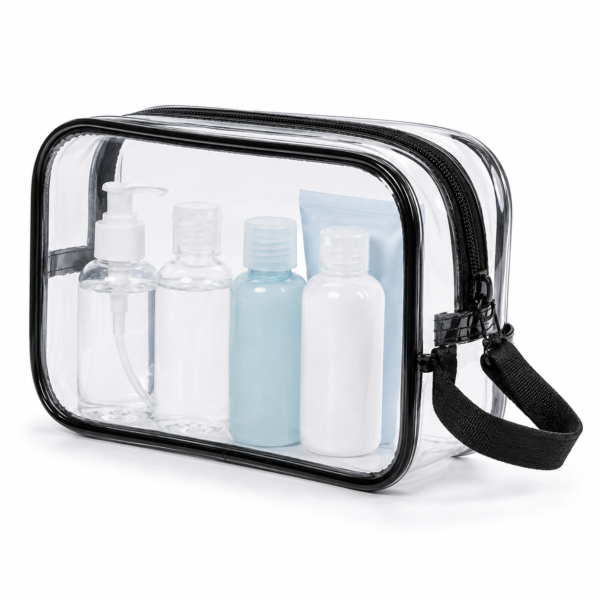 Custom Clear TPU TSA-Friendly Toiletry Bag with Wrist Strap