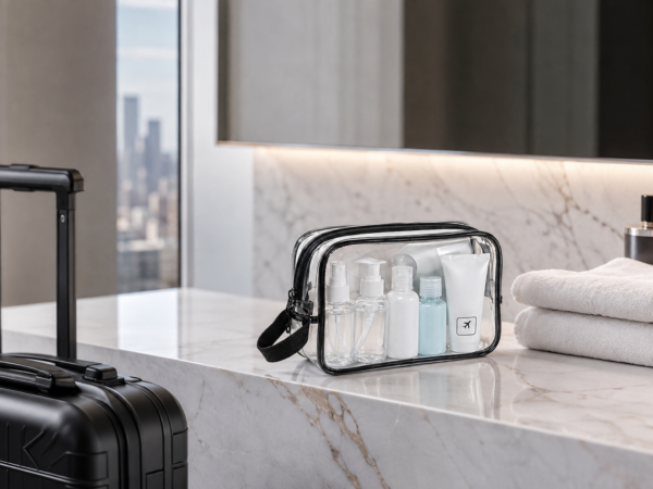 Custom Clear TPU TSA-Friendly Toiletry Bag with Wrist Strap