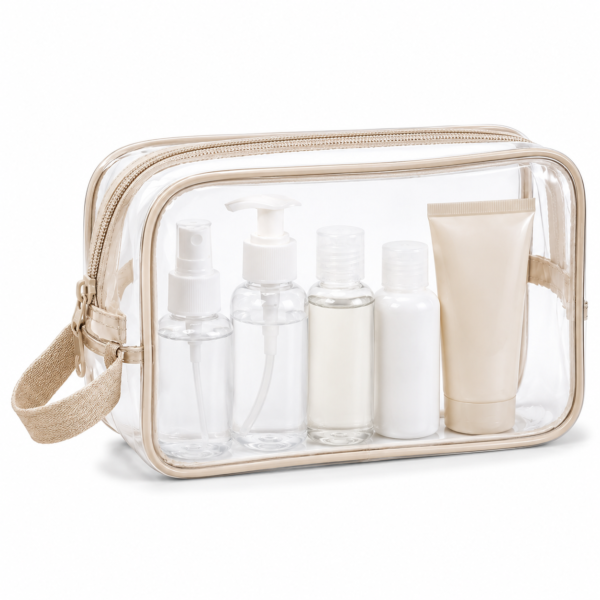 Custom Clear TPU TSA-Friendly Toiletry Bag with Wrist Strap