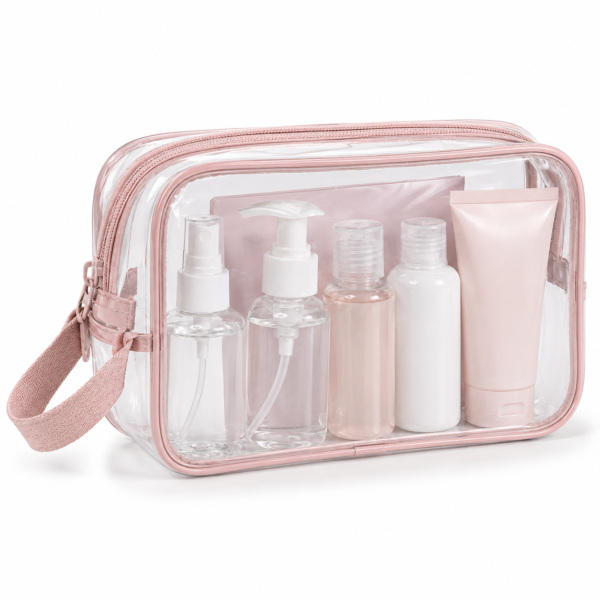 Custom Clear TPU TSA-Friendly Toiletry Bag with Wrist Strap