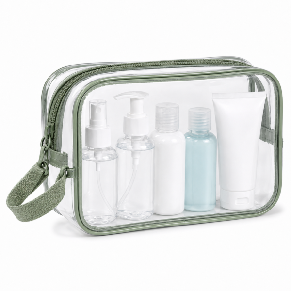Custom Clear TPU TSA-Friendly Toiletry Bag with Wrist Strap