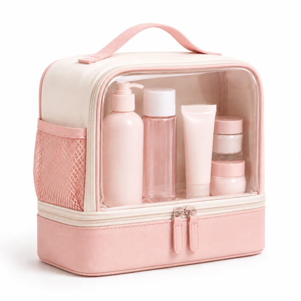 化妆包5展示图C Custom TPU Wet-Dry Toiletry Bag for Women with Clear Compartment
