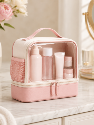 化妆包5展示图D Custom TPU Wet-Dry Toiletry Bag for Women with Clear Compartment