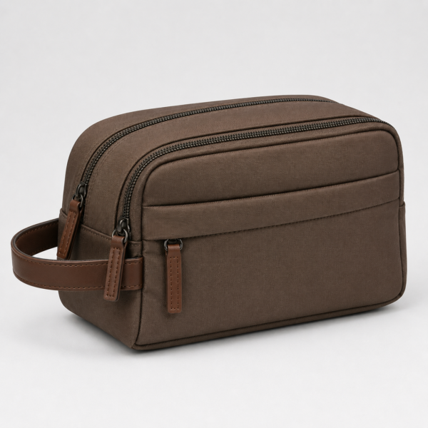 化妆包8展示图A Custom 420D Nylon Men’s Dual-Compartment Dopp Kit with Side Handle