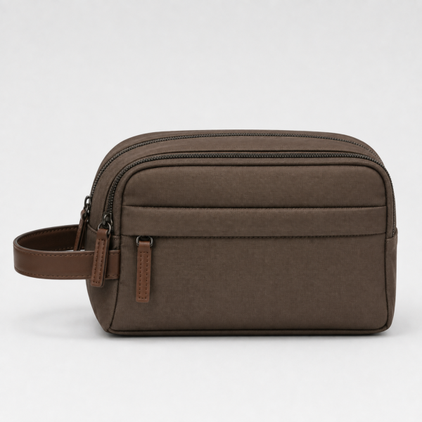 化妆包8展示图C Custom 420D Nylon Men’s Dual-Compartment Dopp Kit with Side Handle