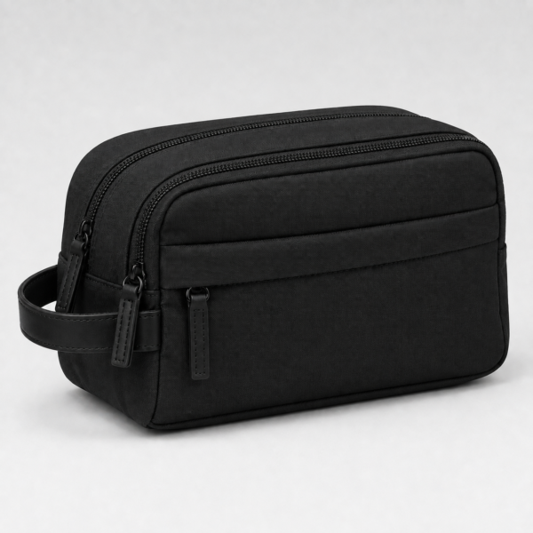 化妆包8展示图I Custom 420D Nylon Men’s Dual-Compartment Dopp Kit with Side Handle