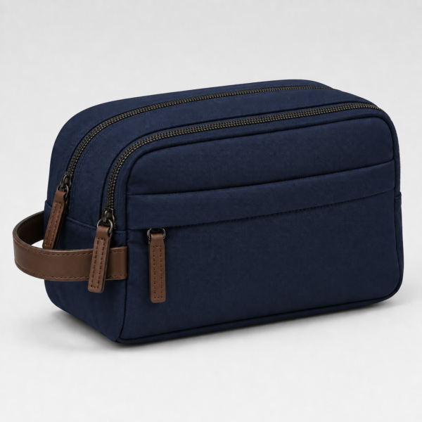 化妆包8展示图J Custom 420D Nylon Men’s Dual-Compartment Dopp Kit with Side Handle