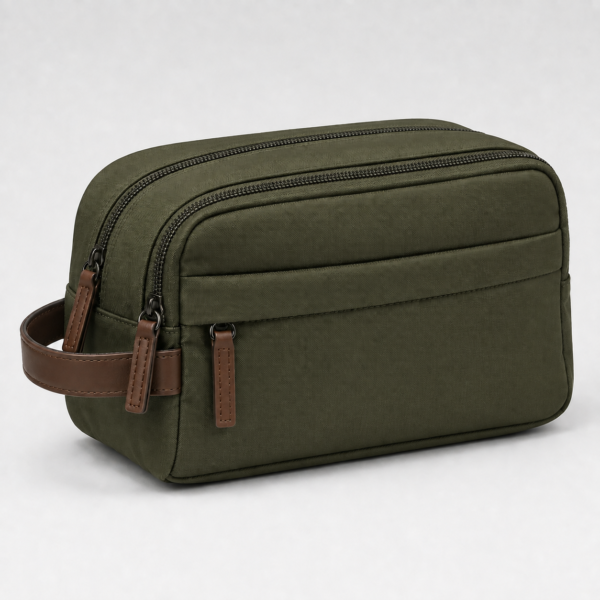 化妆包8展示图K Custom 420D Nylon Men’s Dual-Compartment Dopp Kit with Side Handle