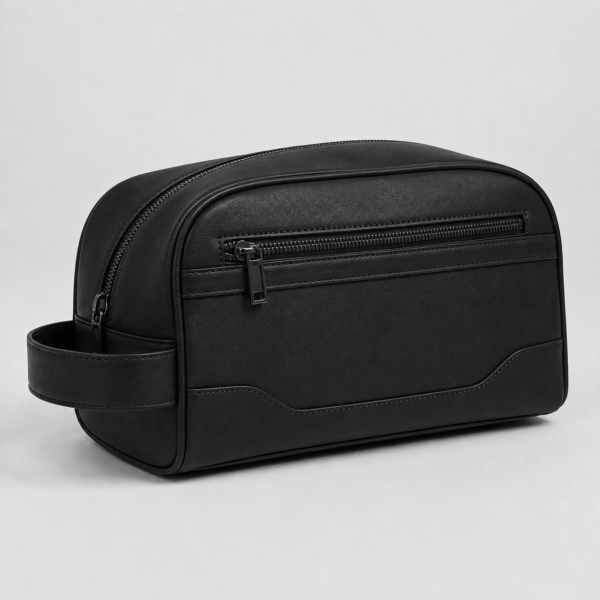 化妆包9展示图G Premium Vegan Leather Men's Dopp Kit | Luxury Travel Toiletry Bag with Front Zip Pocket