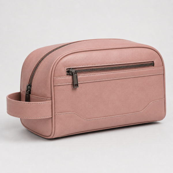 化妆包9展示图I Premium Vegan Leather Men's Dopp Kit | Luxury Travel Toiletry Bag with Front Zip Pocket