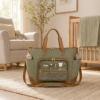 Custom Large Capacity Cotton Canvas Diaper Tote Bag with Stroller Straps
