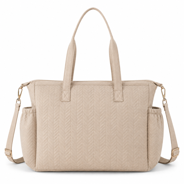 Custom RPET Quilted Mommy Tote Bag with Multi-Pocket Organizer