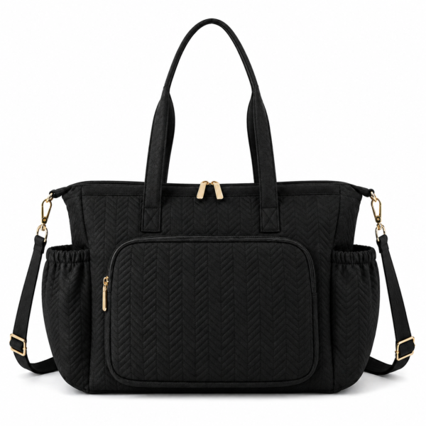 Custom RPET Quilted Mommy Tote Bag with Multi-Pocket Organizer