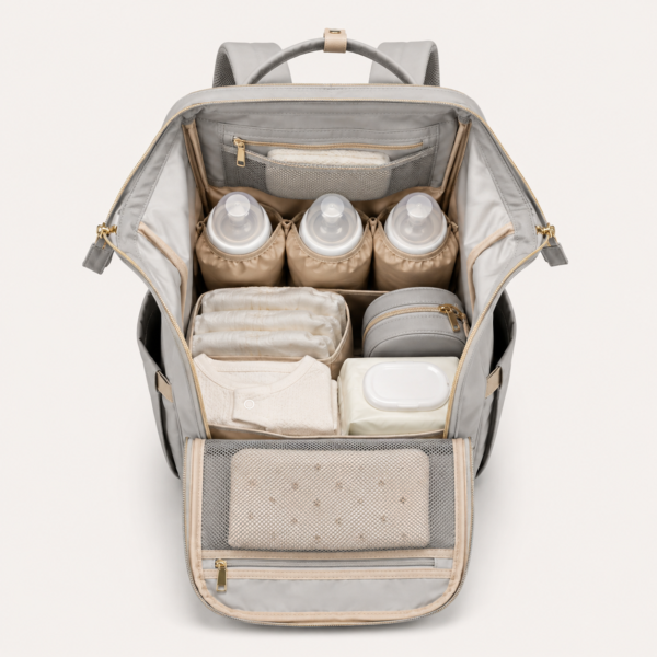 Custom Lightweight Nylon Travel Diaper Backpack with Quilted Front Organizer