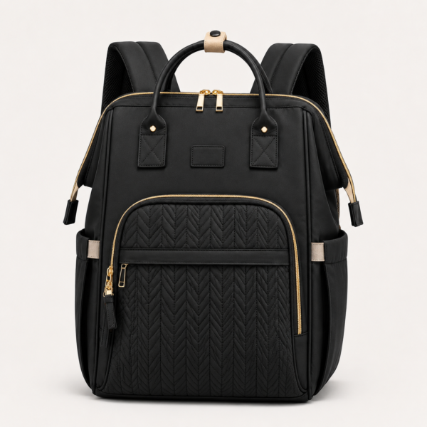 Custom Lightweight Nylon Travel Diaper Backpack with Quilted Front Organizer