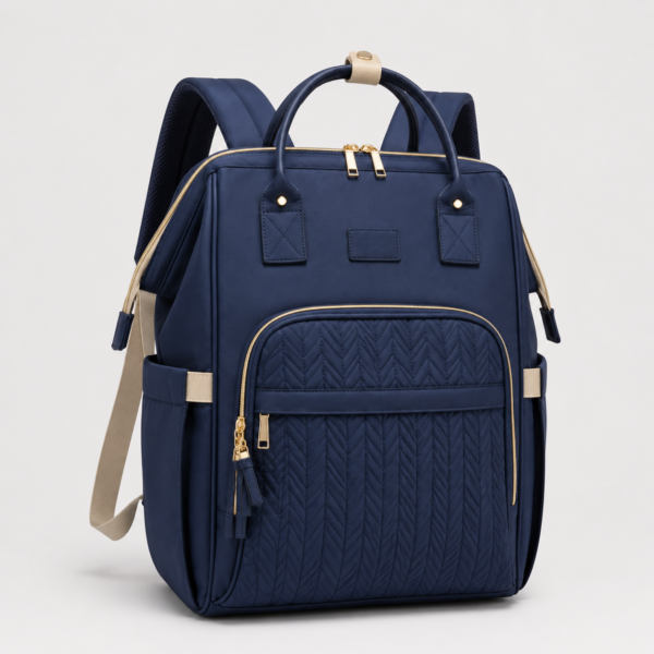 Custom Lightweight Nylon Travel Diaper Backpack with Quilted Front Organizer