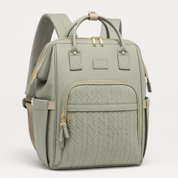 Sage Green Lightweight Nylon Travel Diaper Backpack