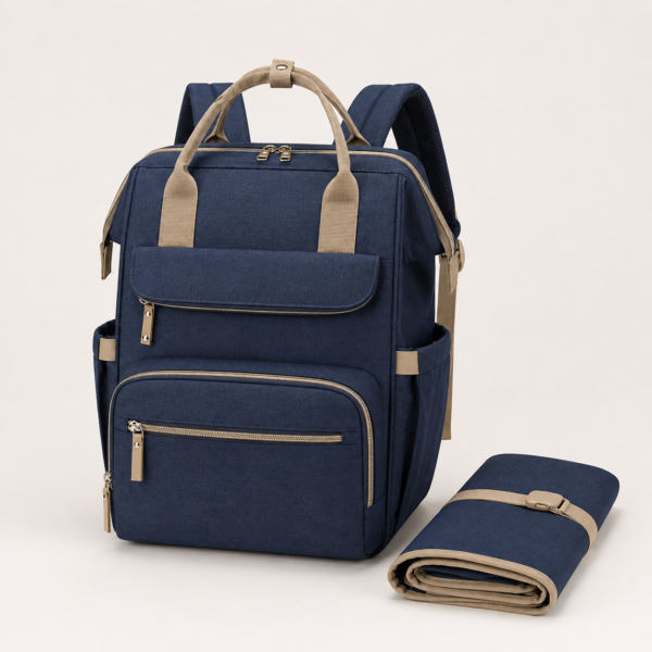 Custom Water-Resistant Polyester Oxford Diaper Backpack with Changing Pad