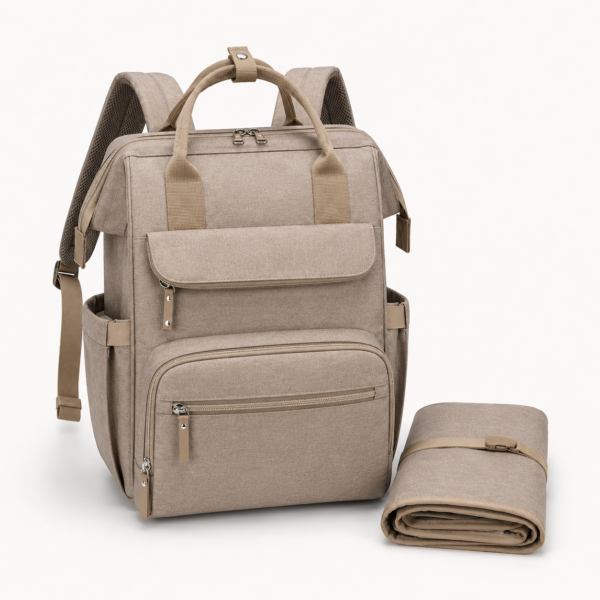 Custom Water-Resistant Polyester Oxford Diaper Backpack with Changing Pad