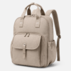 Taupe Beige Polyester Oxford Travel Diaper Backpack