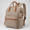 Taupe Beige PU Vegan Leather Luxury Diaper Backpack
