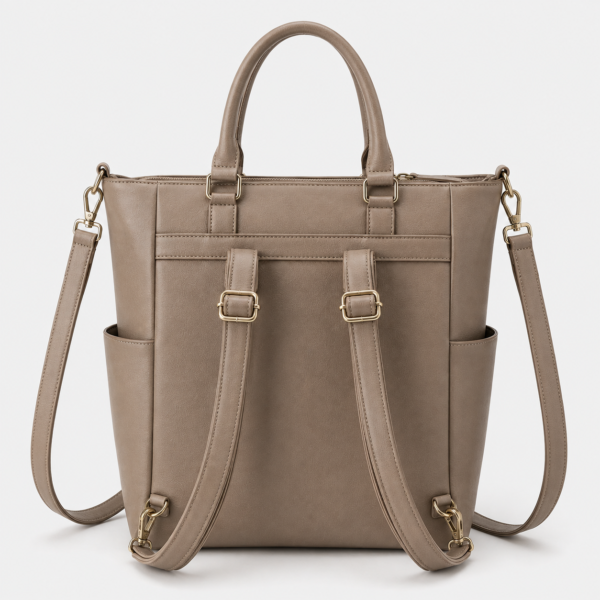 妈妈包8展示图C Vegan Leather Convertible Diaper Bag with backpack carrying straps
