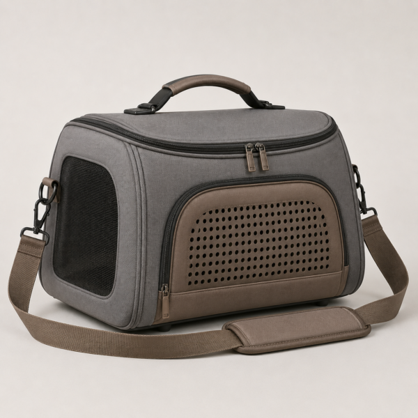 Molded EVA Pet Carrier with Perforated Front Panel and Side Mesh Ventilation