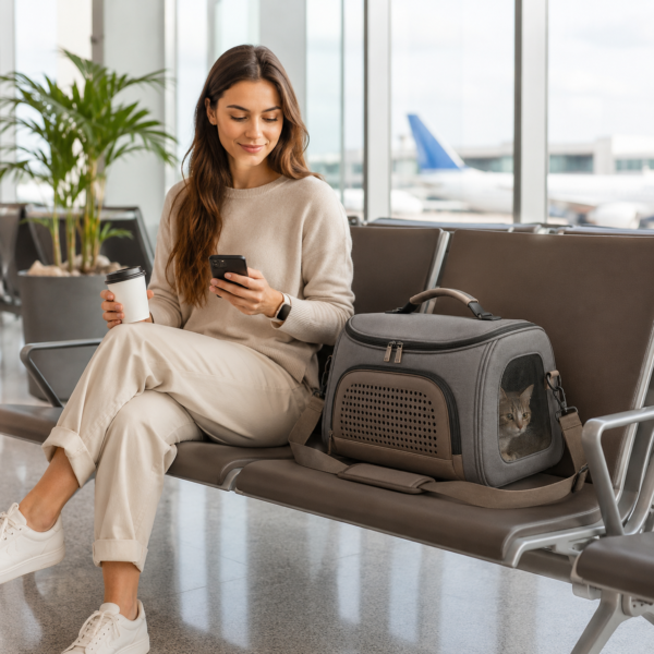 Custom Molded EVA Pet Travel Carrier with Ventilated Mesh Panels