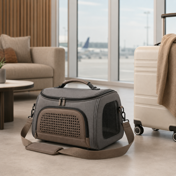 Custom Molded EVA Pet Travel Carrier with Ventilated Mesh Panels