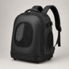 Jet Black Molded EVA Semi-Rigid Pet Travel Backpack