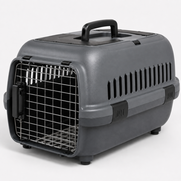 Custom Molded PP Hard-Shell Pet Travel Carrier with Metal Door & Top Opening