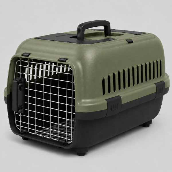 Olive Green Molded PP Hard-Shell Pet Travel Carrier