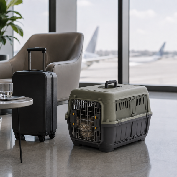 Custom Molded PP Pet Transport Crate with Metal Door & Fold-Down Side Access