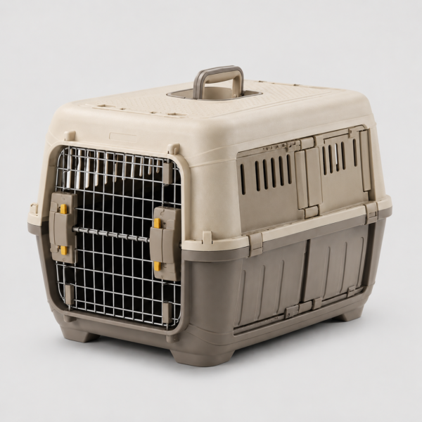Custom Molded PP Pet Transport Crate with Metal Door & Fold-Down Side Access