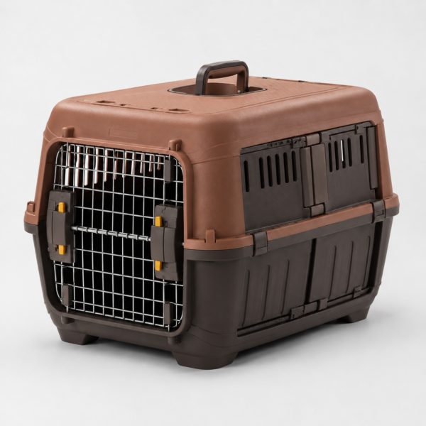 Terracotta Brown Molded PP Pet Transport Crate