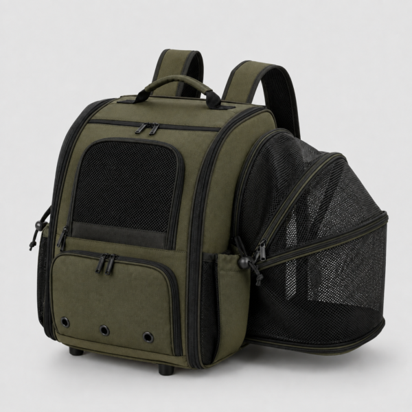 Custom RPET Expandable Pet Backpack Carrier with Large Side Mesh Extension