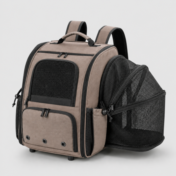 Custom RPET Expandable Pet Backpack Carrier with Large Side Mesh Extension
