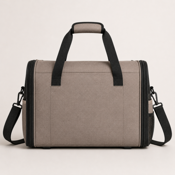 Custom RPET Pet Travel Tote with Multi-Pocket Organizer & Mesh Ventilation