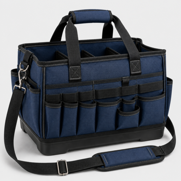 Navy Blue 900D Contractor Tool Tote with Hard Bottom