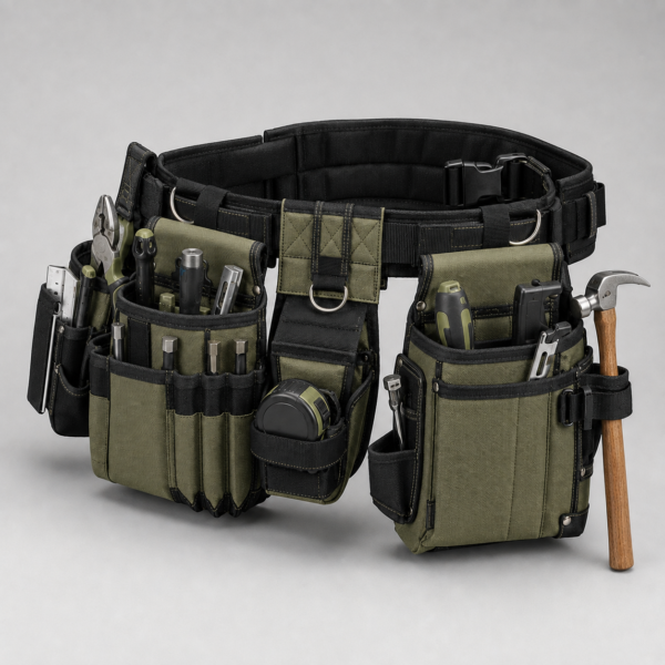 Custom 1000D Heavy-Duty Tool Pouch Belt Set with Multi-Pocket Organizer & Hammer Holder