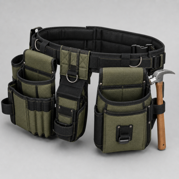 Custom 1000D Heavy-Duty Tool Pouch Belt Set with Multi-Pocket Organizer & Hammer Holder