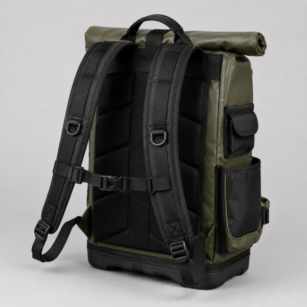 TPU Roll-Top Tool Backpack with Padded Shoulder Straps and Back Panel
