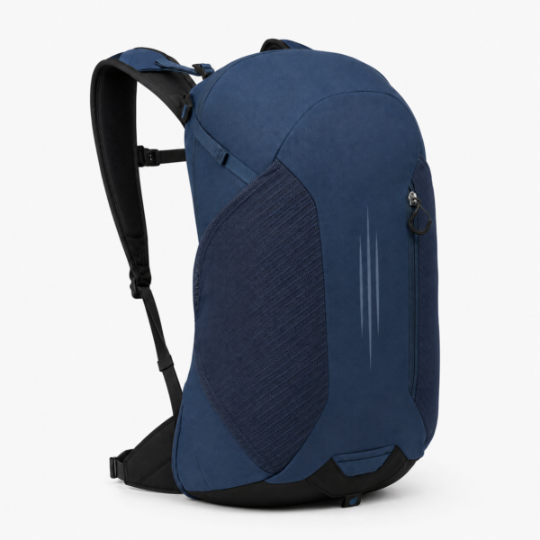 登山包3产品展示图H Navy blue custom hiking backpack with adjustable carrying system