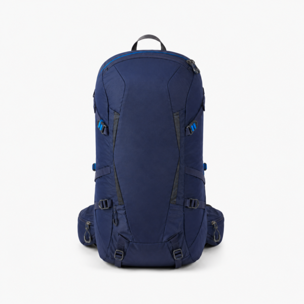 Custom Trekking Backpack front view in navy blue