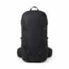 Black custom trekking backpack with external compression straps